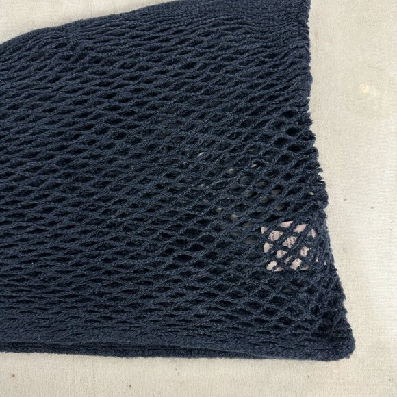 Long Navy Blue Mesh Knit Infinity Scarf One Size Soft Lightweight Acrylic Fabric - Picture 5 of 5